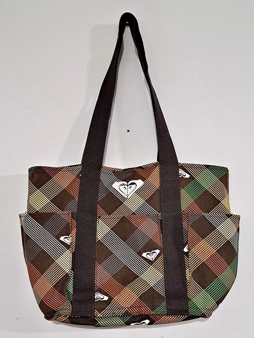 Roxy Geometric Tote in Brown & Green